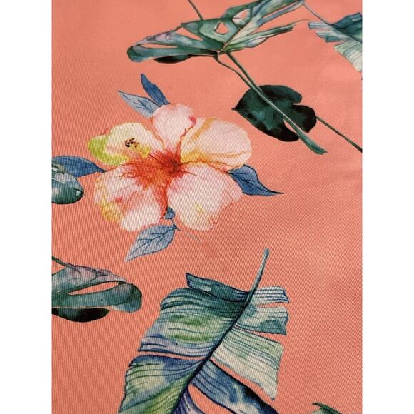 Bad Birdie Floral Golf Polo Shirt Men's Large Short Sleeve Wicking Stretch Peach - Picture 5 of 8